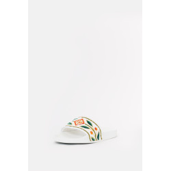 CASABLANCA WHITE EMBROIDERED TERRY SLIDES